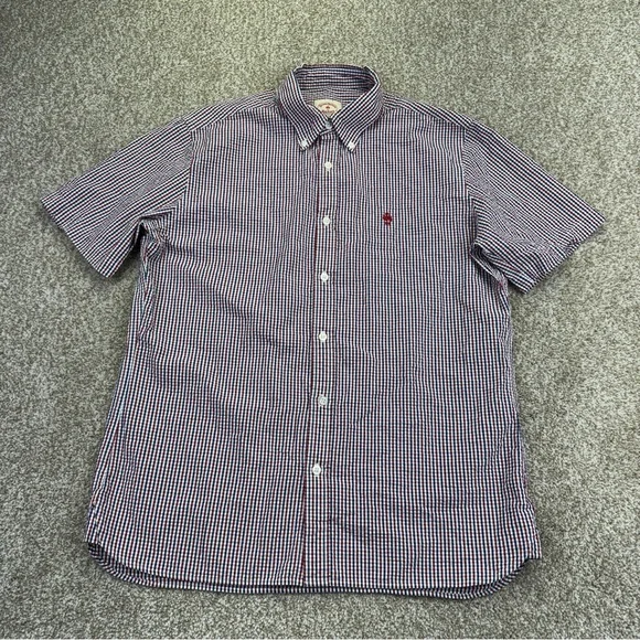 Brooks Brothers Red Fleece Checkered Seersucker Shirt Size L Red White Blue - Picture 4 of 14